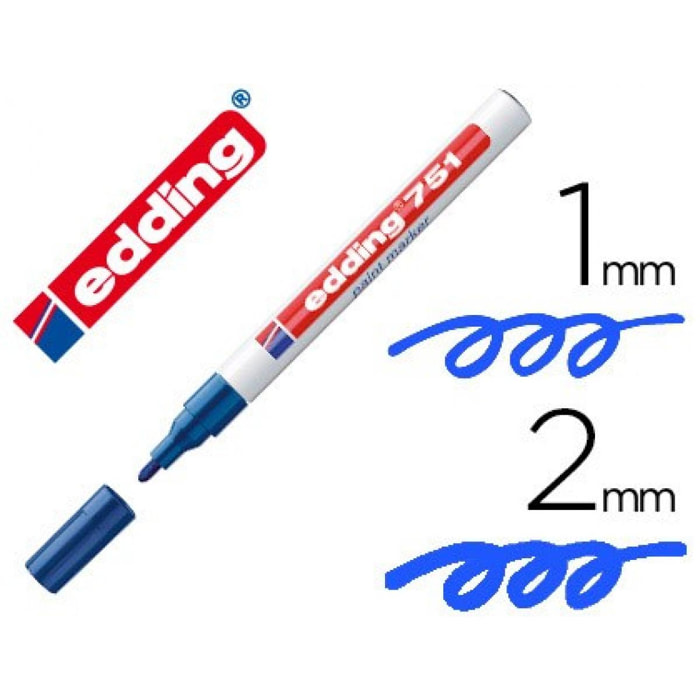 Rotulador edding punta fibra 751 azul punta redonda 1-2 mm (Pack de 10 uds.)