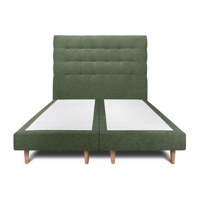 Lit avec tête de lit capitonnée tissu et sommier tapissier Ep14