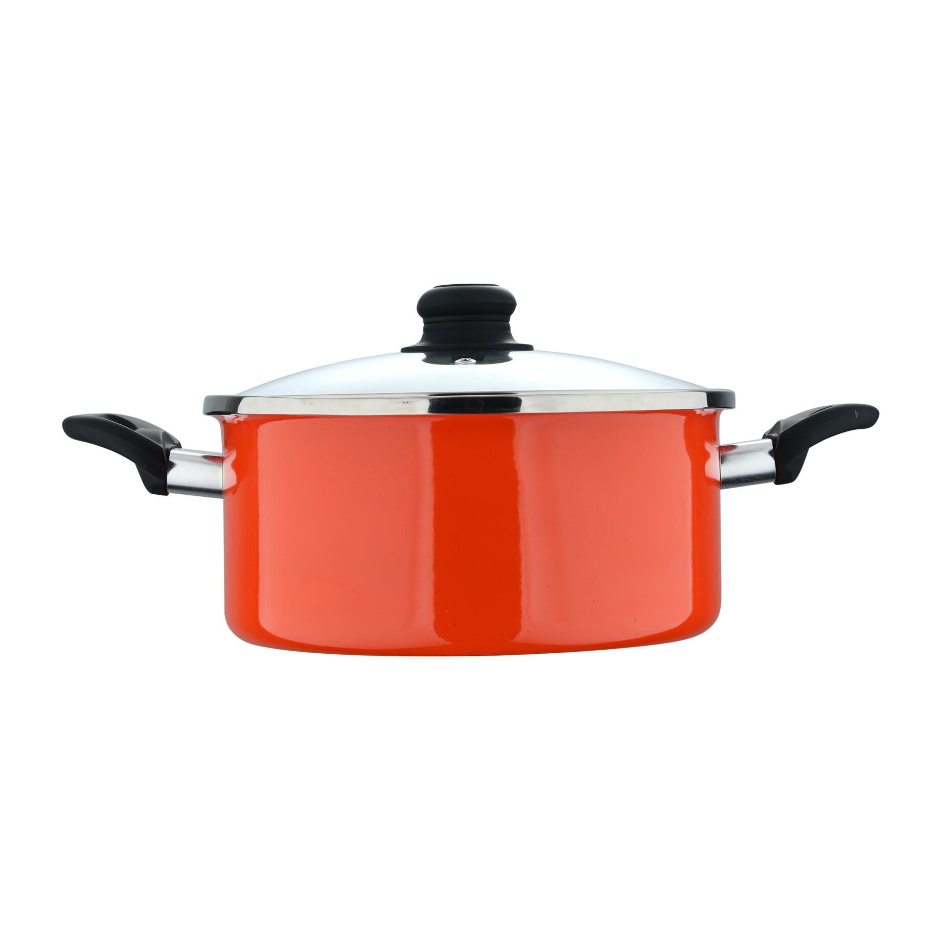 Cacerola con tapa ø24 cm acero al carbono de color naranja, antiadherente y resistente expert valencia san ignacio