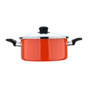 Cacerola con tapa ø24 cm acero al carbono de color naranja, antiadherente y resistente expert valencia san ignacio