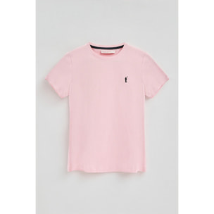 Maglietta rosa a maniche corte con ricamo Rigby Go