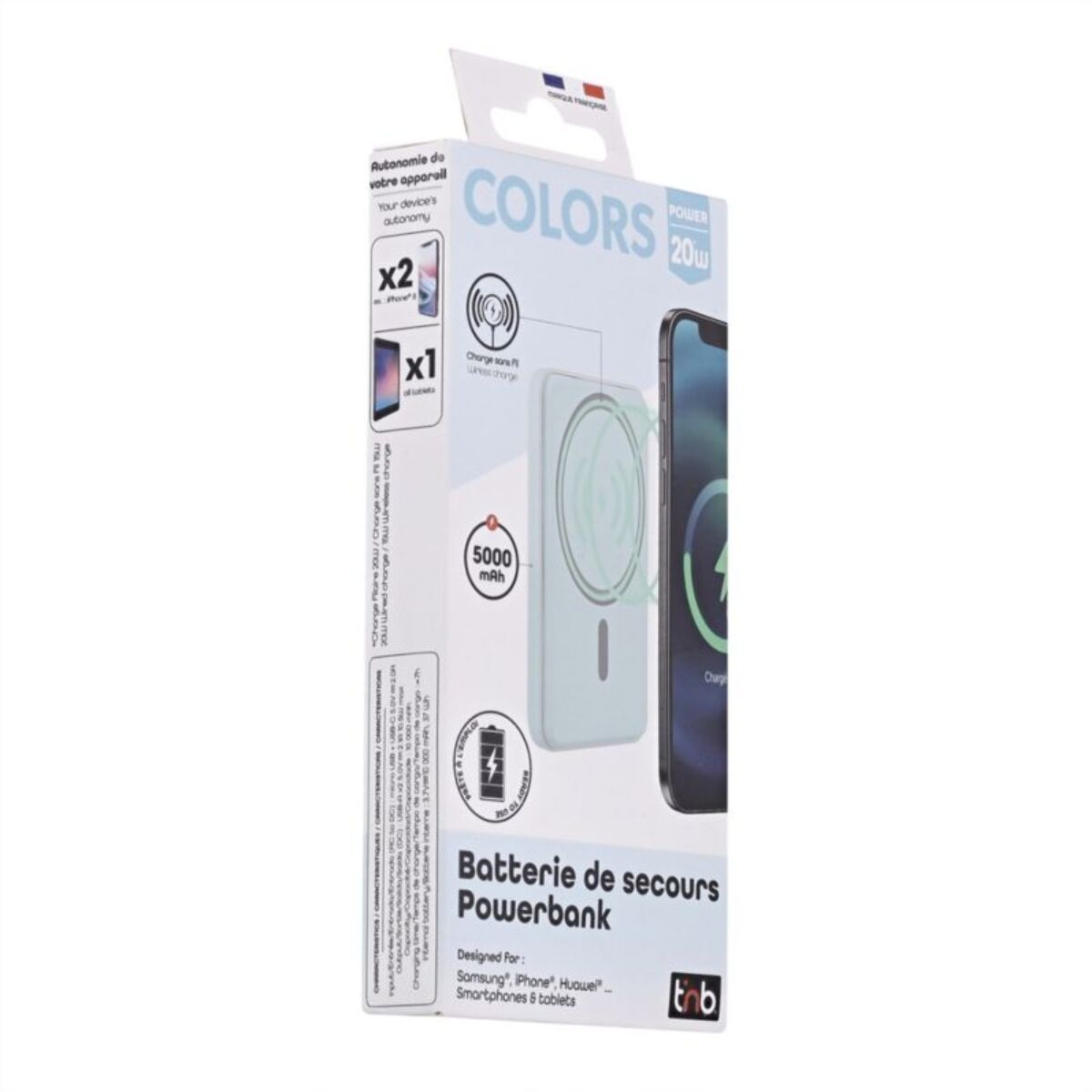 Batterie externe TNB 5000 mAh MagSafe bleu