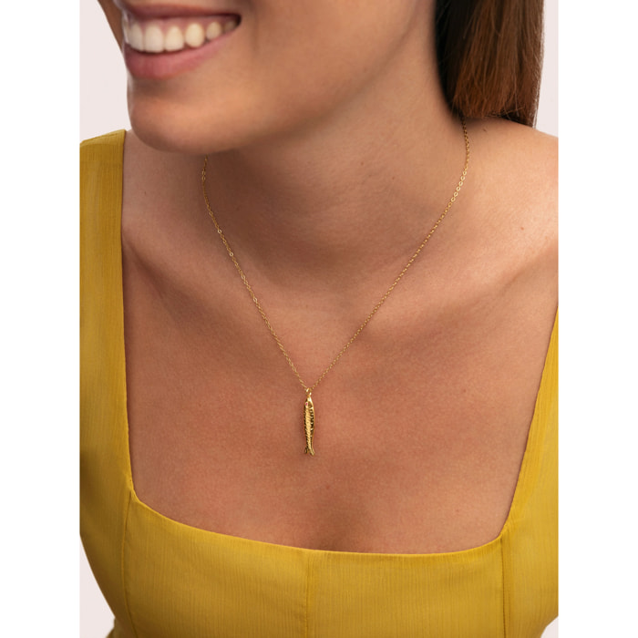 Collar Aqua Fish Acero Baño Oro