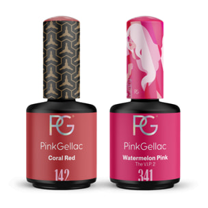 Set vernis semi-permanent - 2 x 15ml Rouge Corail & Rose Pastèque