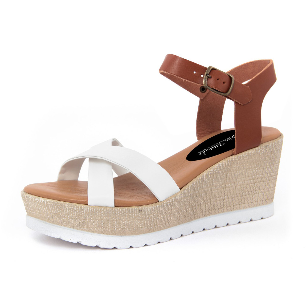 Sandalo con zeppa Donna colore Bianco