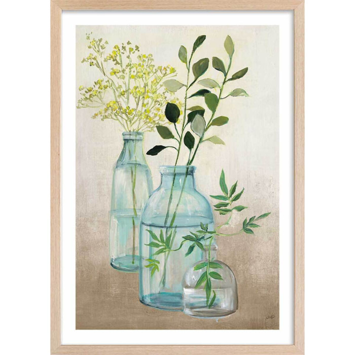 Poster Fleurs médicinales Affiche + cadre en bois - Chêne