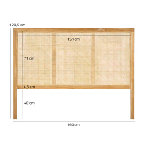Tête de lit 160 cm en bois de teck et rotin style exotique - LINA