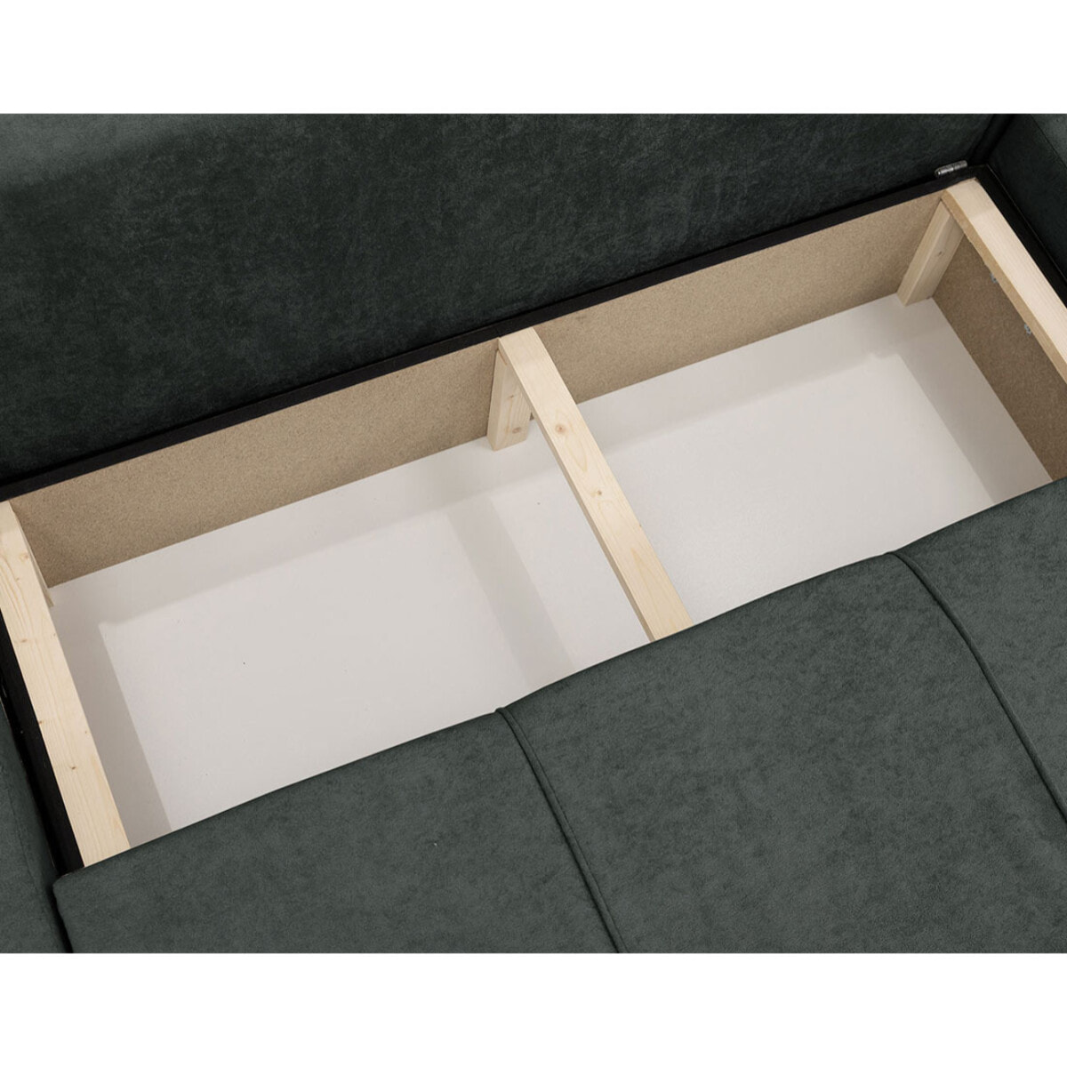 Nicole - Canapé panoramique en U 7 places convertible avec coffre en tissu - Gris Anthracite