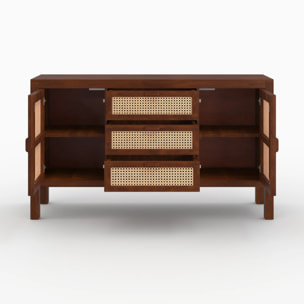 Buffet en bois de manguier et cannage - Tiki