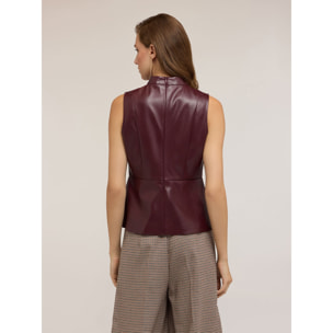 Motivi - Top de cuello alto en tejido revestido - Burgundy