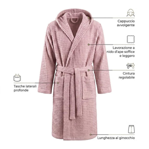 INTRECCI HOME Accappatoio Uomo e Donna, in Morbido Cotone 300 g, , Morbidezza Extra, Avvolgente, con Cappuccio e Tasche, Elegante e Confortevole,