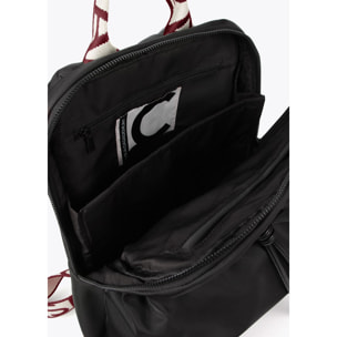 Zaino in nylon con spalline logo a contrasto