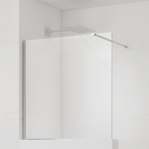 Pare-muret 110x100cm Paroi en verre Crystal Glass® 8 mm anticalcaire, avec bras et profilés chrome brillant (SATBWIS110PR)