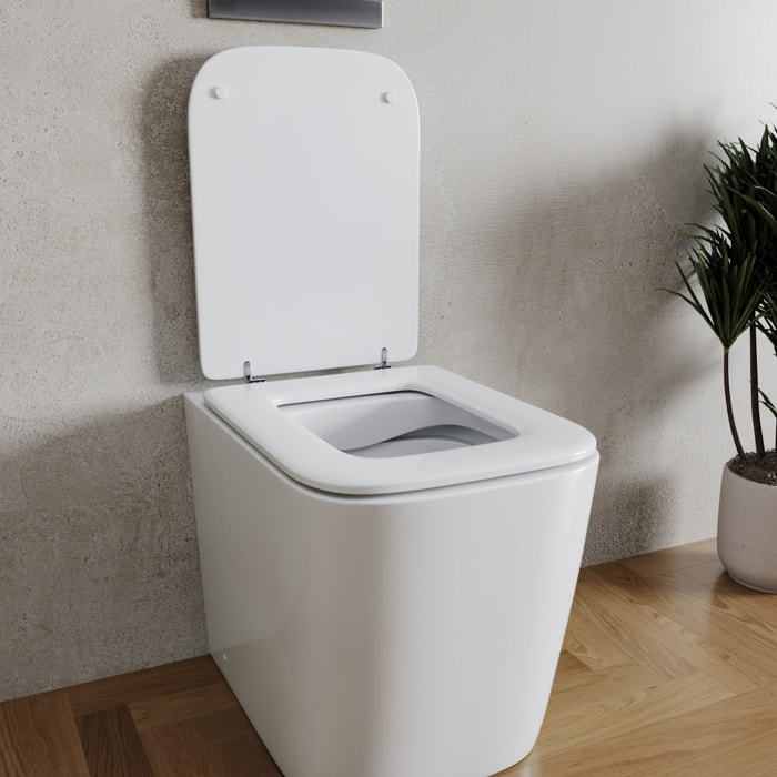 Sedile WC In Legno MDF Copriwater Tavoletta Universale Rapido Montaggio Per Tutti i WC Standard Portata 150 Kg Cerniere In Ottone 44 × 36 Cm Bianco
