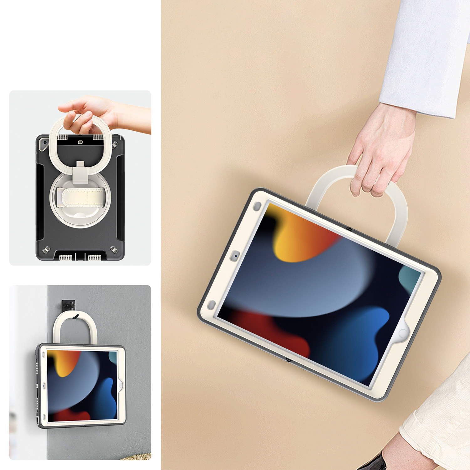 DAM Custodia Rugged Armor per iPad 10,2 pollici. 360°, serie A, seconda generazione. Con maniglia. 18,5x4x26,5cm. Colore nero