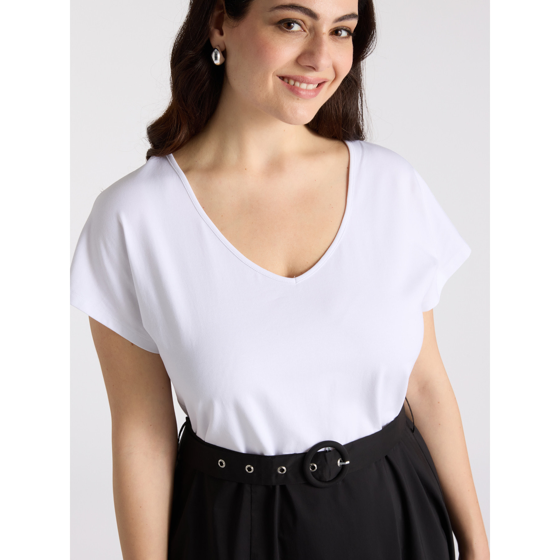 Fiorella Rubino - Vestido bimateria blanco y negro - Negro