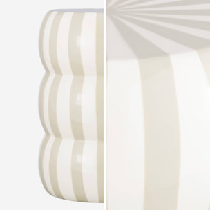 Table d'appoint. bout de canapé. table de chevet acier émaillé beige et blanc Ø33x H 46cm - Loli