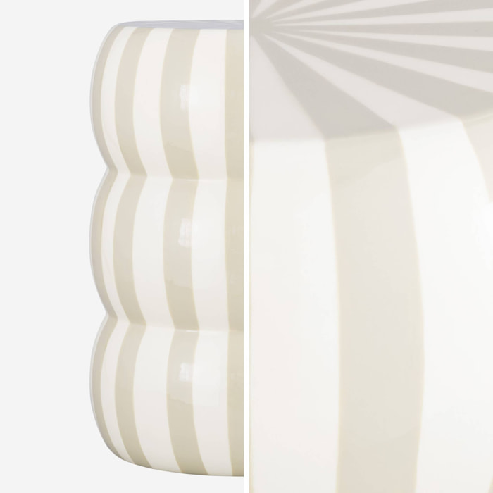 Table d'appoint. bout de canapé. table de chevet acier émaillé beige et blanc Ø33x H 46cm - Loli