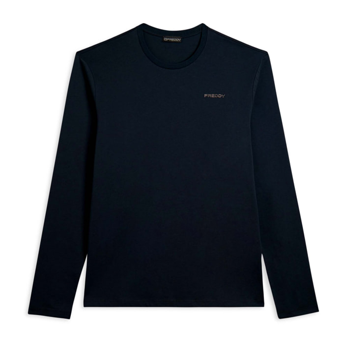 T-shirt manica lunga in cotone con logo lato cuore