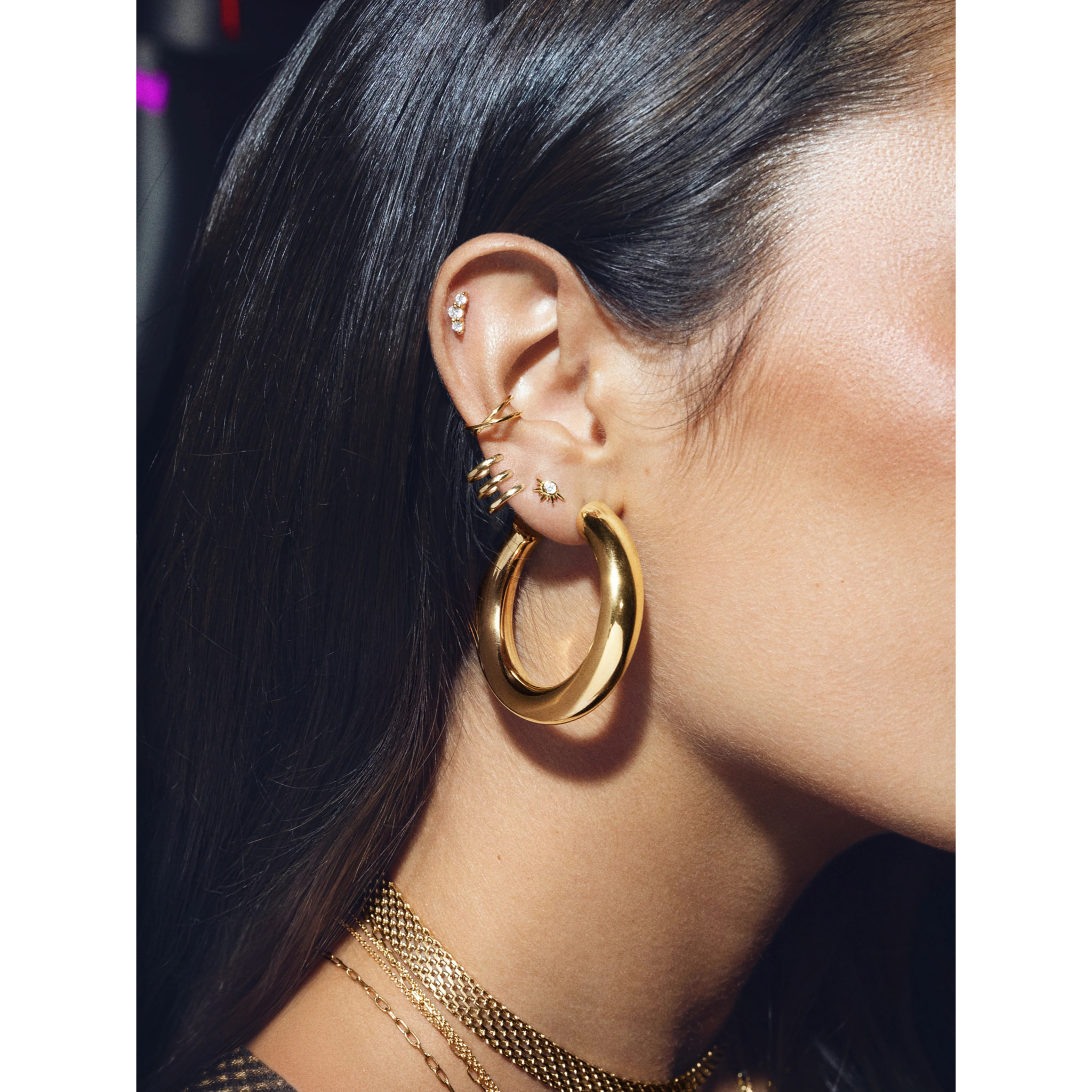 Pendiente Suelto Solar Plata Baño Oro