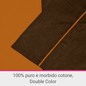 Parure Copripiumino Double-Color IPERSAN Puro Cotone Caffe'/Arancio