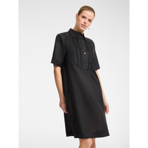 Elena Mirò - Vestido de lino con botones. - Negro