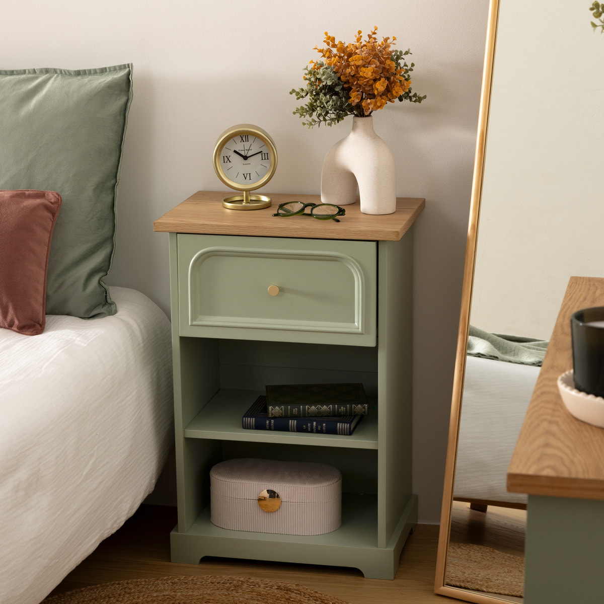 Table de chevet Mohéa vert céladon H67cm