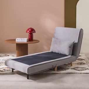 Chauffeuse convertible tissu piétement bois 1 place gris Guest