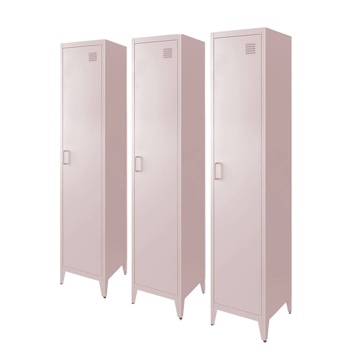Armoire chambre en acier rose. 4 espaces de rangement. casier. L 180 x l 38 x H 38cm