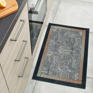 Stampa - tapis de salon lavable à motif, noir