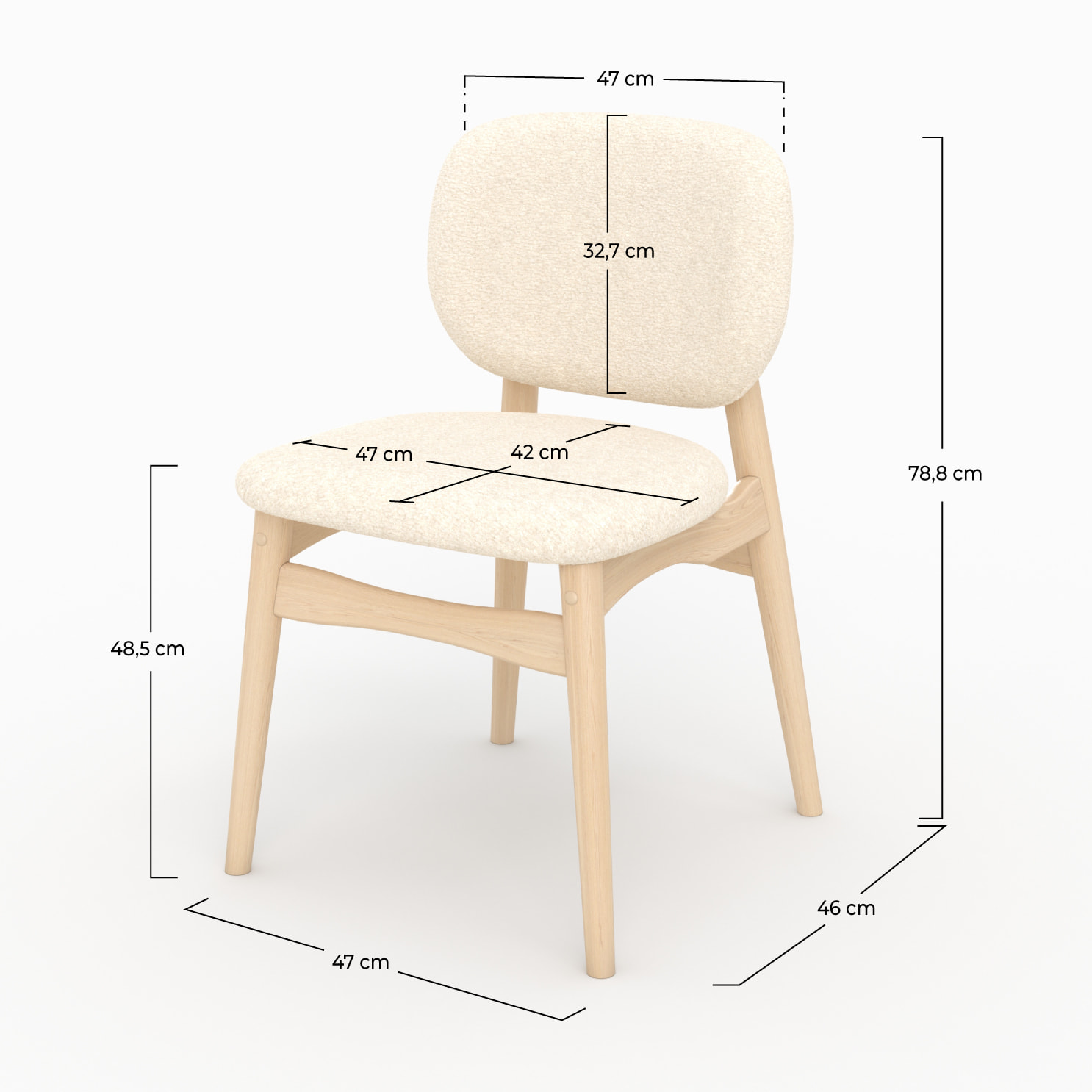 Lot de 2 chaises en tissu bouclé beige - Paulette