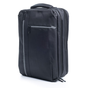 Zaino da cabina multiscomparto, porta laptop 17". Adattabile a Trolley. Presa USB esterna nascosta.