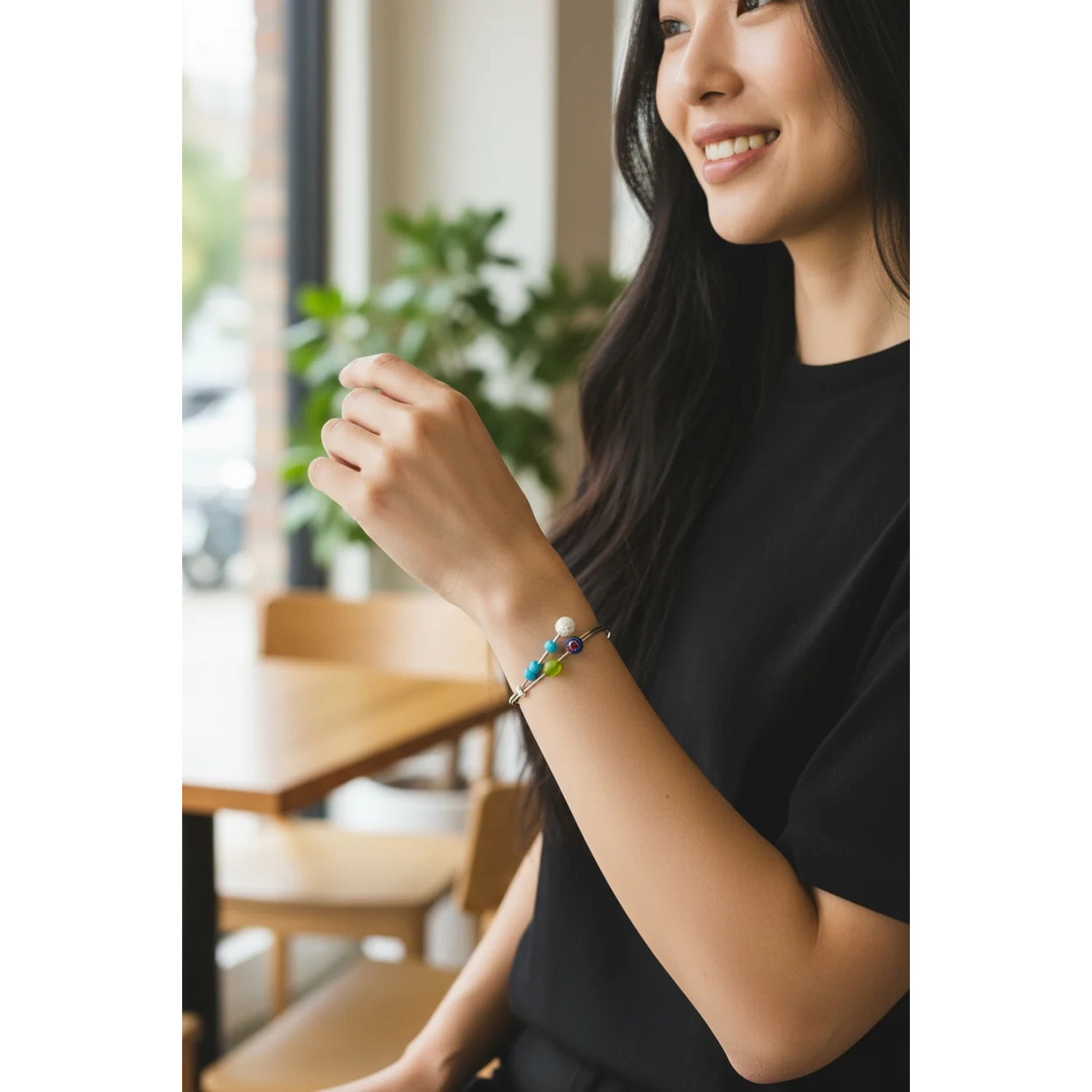 Pulsera multicolor hilo plata de ley ajustable Palta Única cristl