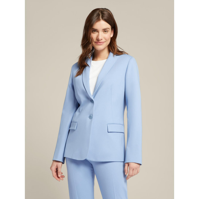 Elena Mirò - Blazer de punto milano con cuello de lanza - Light - blue