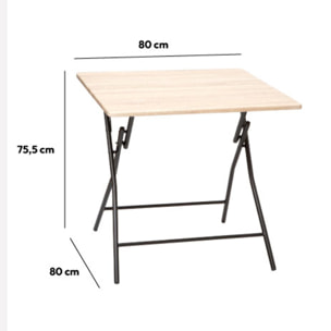 Table pliante 4 places Effet bois