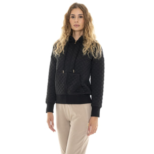 Felpa invernale da donna trapuntata con cappuccio e zip Leone 1947 Gold Studs
