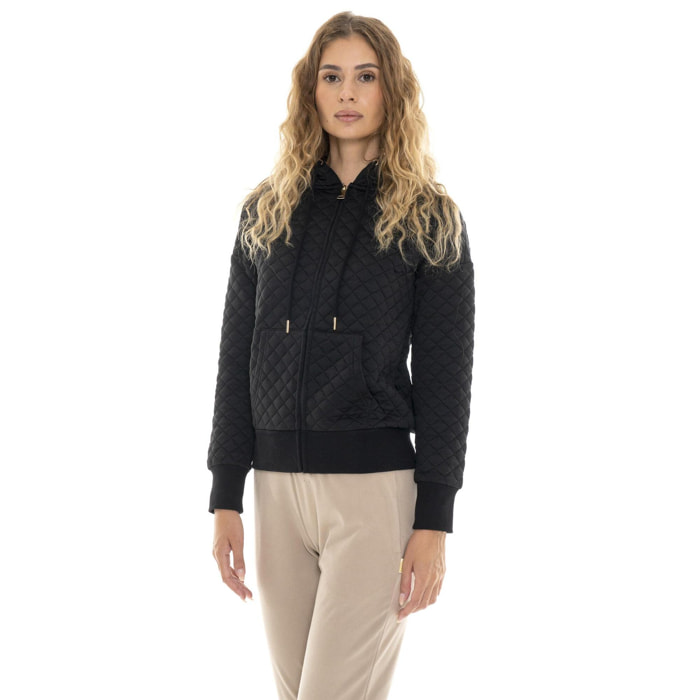 Felpa invernale da donna trapuntata con cappuccio e zip Leone 1947 Gold Studs