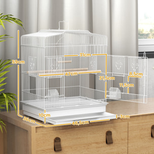 Cage oiseaux portable grande porte 5 trappes nourrissage + accessoires