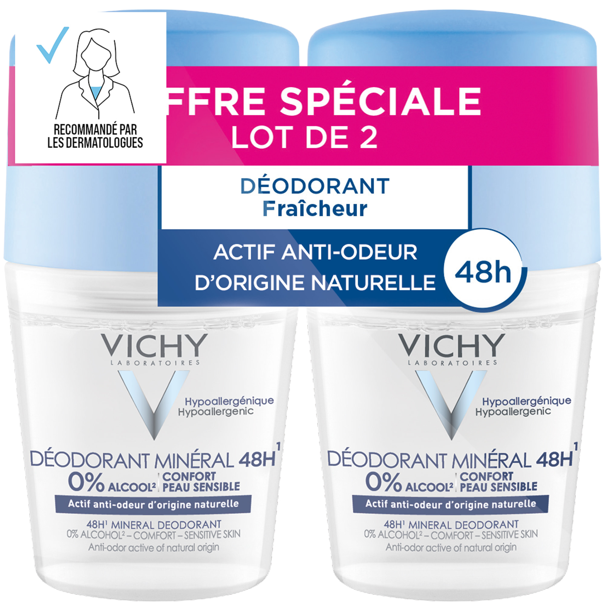 LOTx2 Déodorant Minéral 48H Bille 50ml