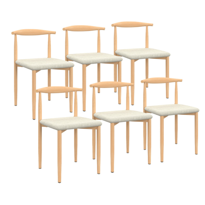 Chaises Adam tissu beige pieds effet bois - lot de 6