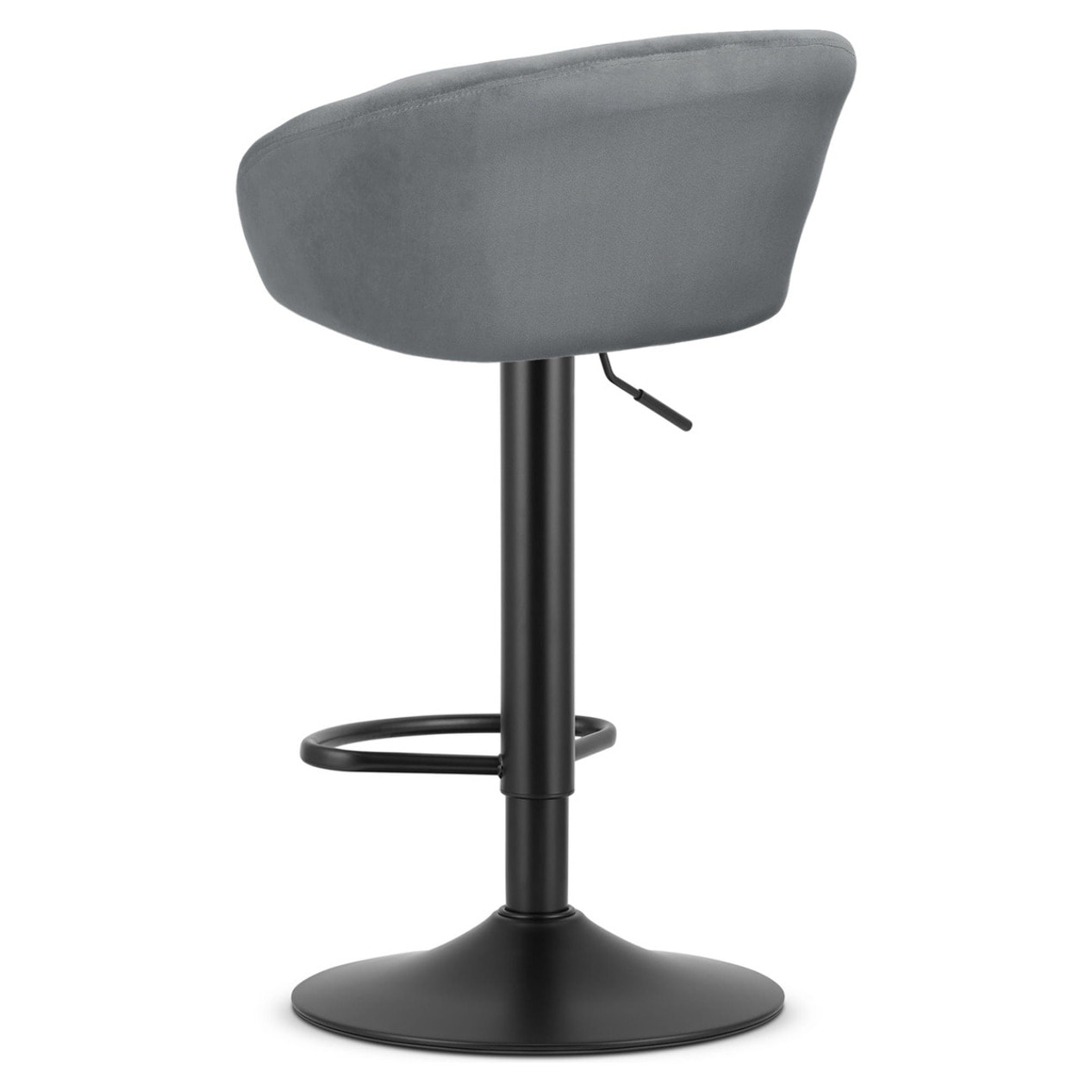 Sgabello bar East in velluto grigio con base nera