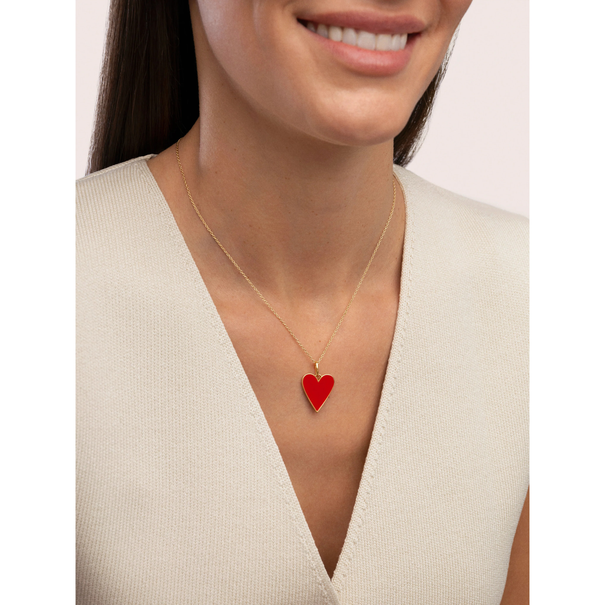 Charm Lovely Heart Red Enamel Baño Oro