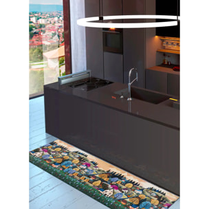 RICCI Alfombra lavable de cocina dibujos con paisaje multicolor, varias medidas disponibles.