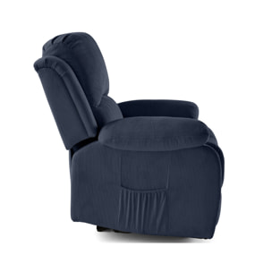 Armand - fauteuil relax électrique en velours côtelé - Bleu marine