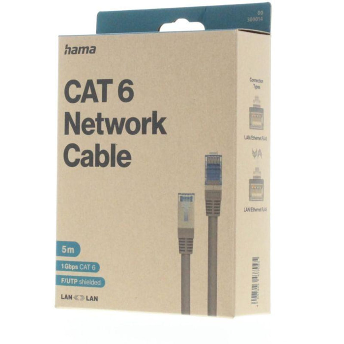 Câble Ethernet HAMA 5M Droit CAT6 GRIS