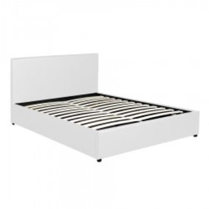 Lit coffre sommier relevable blanc + Matelas Memoire de Forme | Modele Rome Simili Cuir | Grande capacite de stockage