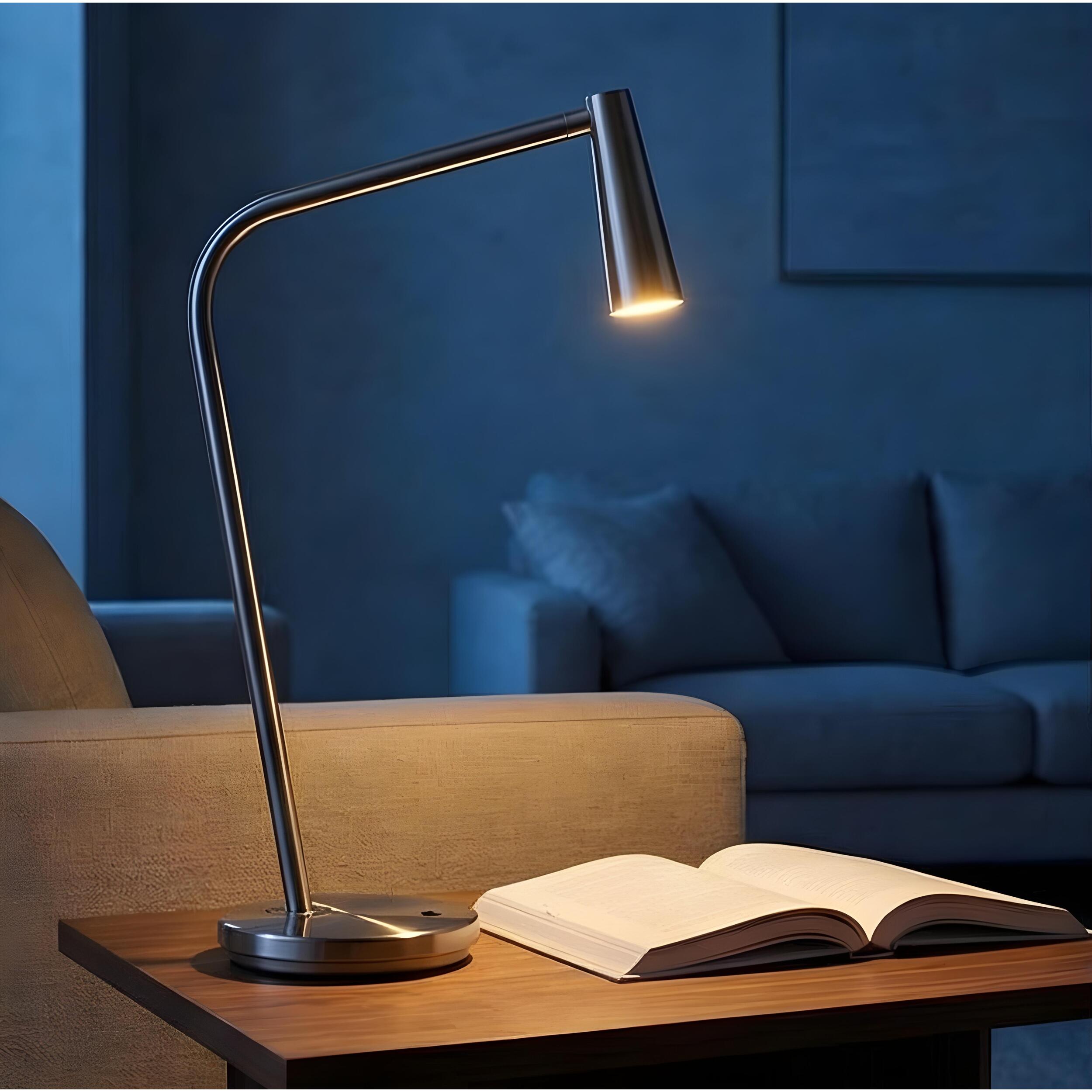 Ledsc4 LedsC4 - Lámpara de Sobremesa Interior LED Eficiente, Níquel Satinado, 121lm, 2700K, Diseño Moderno y Duradero, Serie Gamma