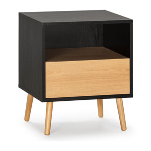 Mesita de noche Apolo 1 cajón Color Negro/Madera