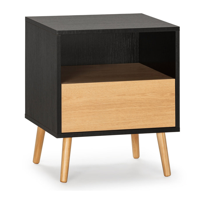 Mesita de noche Apolo 1 cajón Color Negro/Madera
