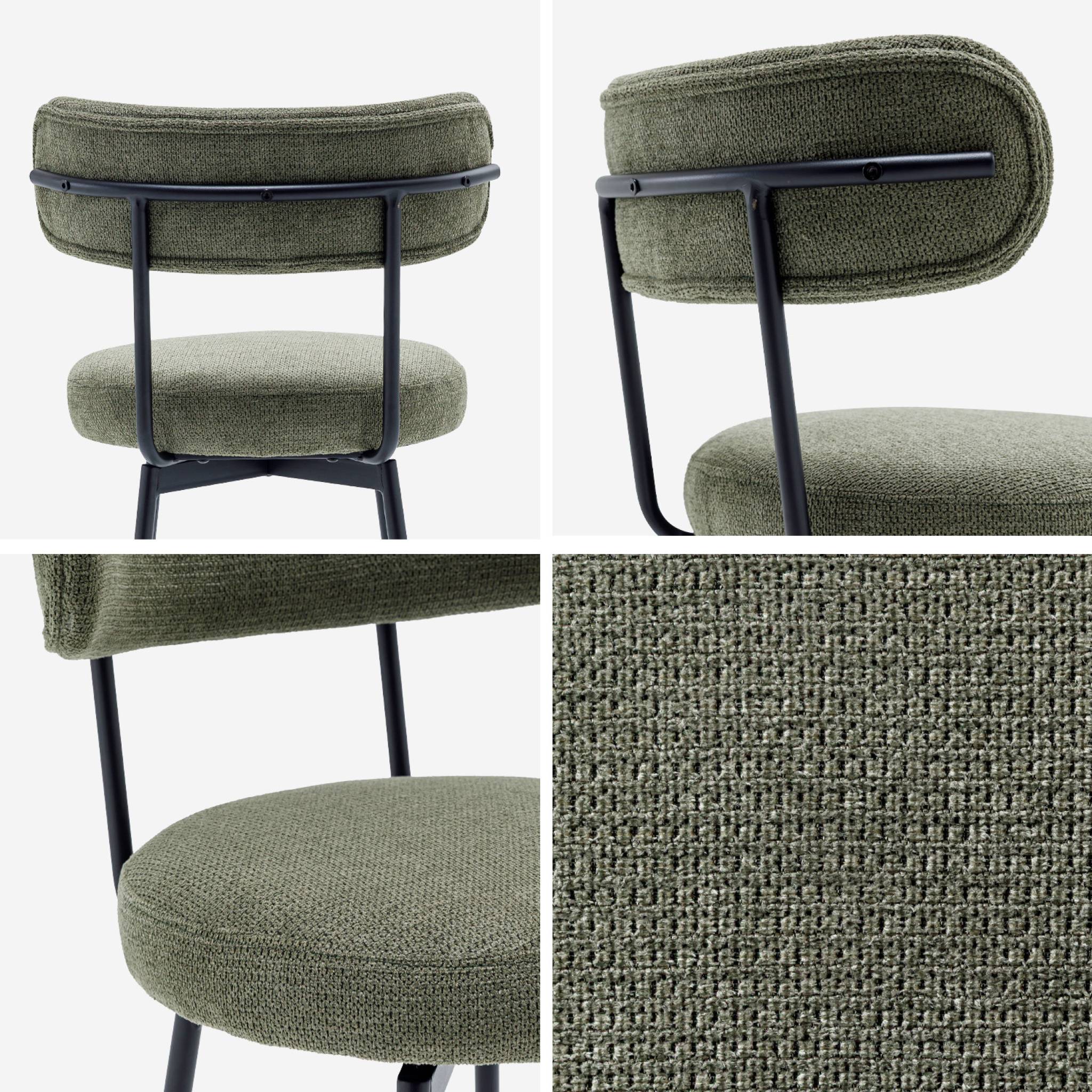Lot de deux tabourets de bar assise rotative métal noir et tissu vert - L 50 x P 50 x H 92cm - Iris